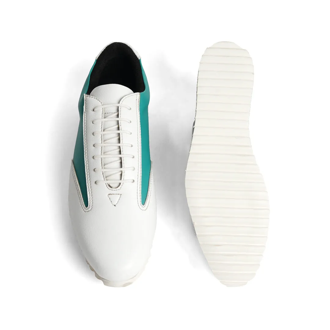 Monkstory Dual Colour Smart  Sneakers - Teal Green & White